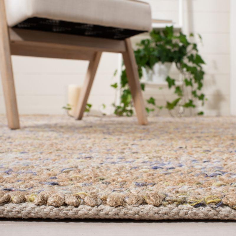 Eco-Friendly Hand-Knotted Natural & Purple Wool Square Rug