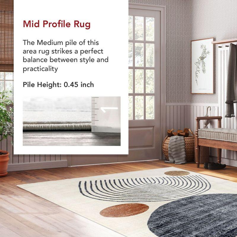 Beige Abstract Synthetic Non-slip Area Rug