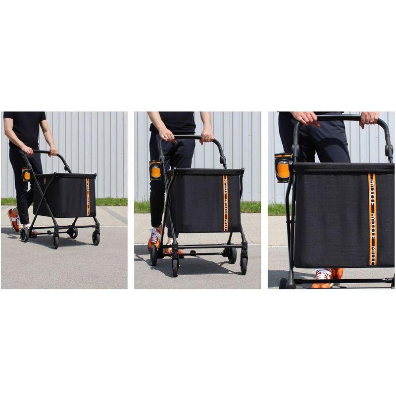 Black Foldable Metal Frame Shopping Cart with Swivel Wheels