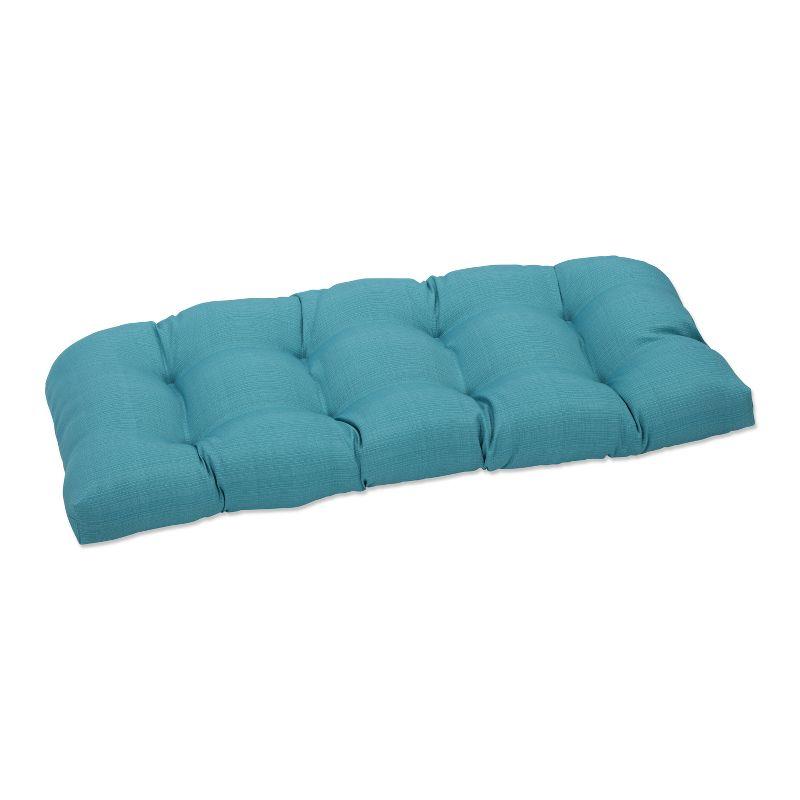 Forsyth Turquoise Tufted Wicker Loveseat Cushion