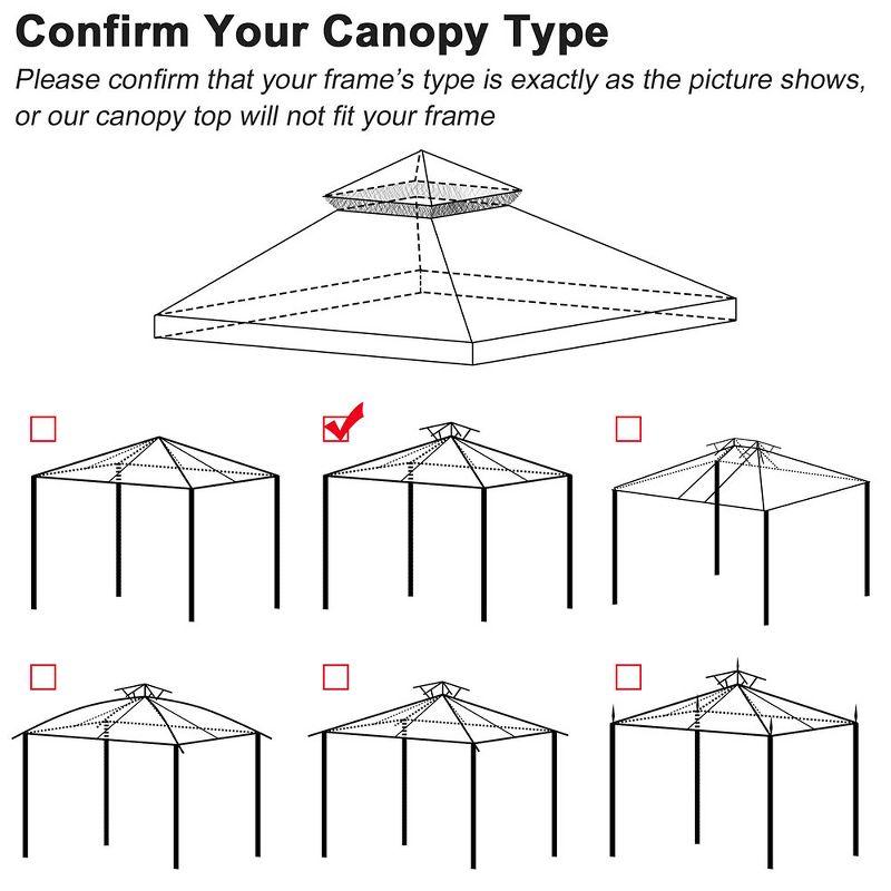 Yescom Yescom Canopy Top Replacement for 2-Tier Crescent TJSG081 Gazebo Outdoor Garden Yard Patio Cover