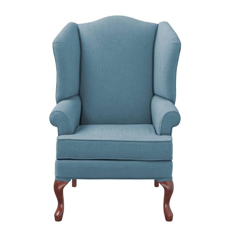 Comfort Pointe Erin Wing Back Accent Chair Blue: Handcrafted, Hardwood Frame, No Assembly Required