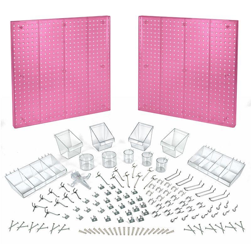 Azar Displays 900988-PNK 125-Piece Pegboard Organizer Kit (2 - 24"x24")