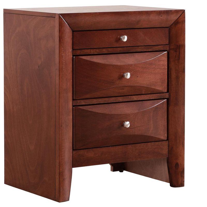 Marilla Cherry Wood 3-Drawer Nightstand, 28" Height