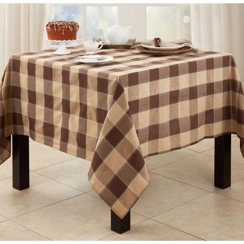 Saro Lifestyle Cotton And Poly Blend Stitched Plaid Tablecloth