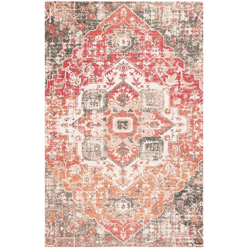 Handmade Cotton Chic Boho Red & Beige 4' x 6' Area Rug