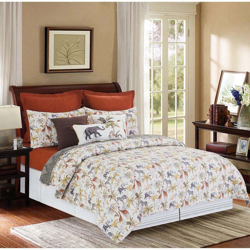 Serengeti Twin Cotton Reversible Quilt Set with Animal Print