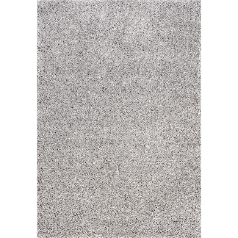 Silver Rectangular Shag Area Rug 12x18 Feet