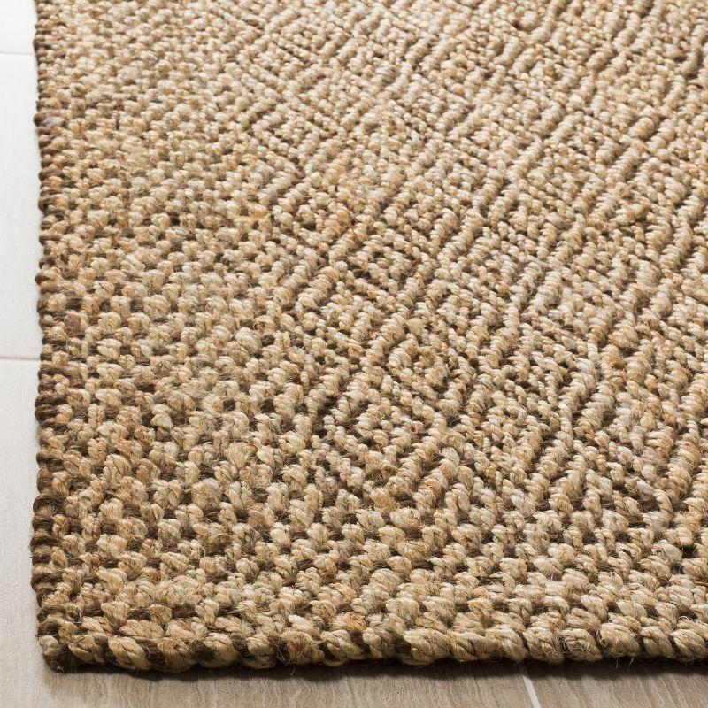 Hand-Knotted Jute Diamond Trellis Rug - Natural/Brown, 7' Square