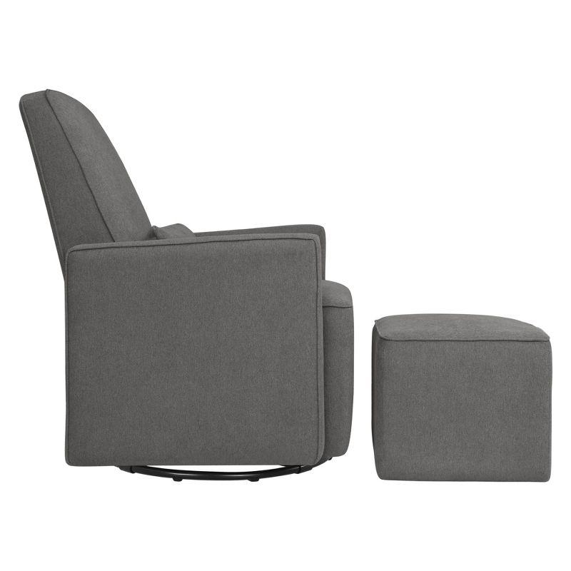 Olive Dark Grey Upholstered Swivel Glider with Ottoman