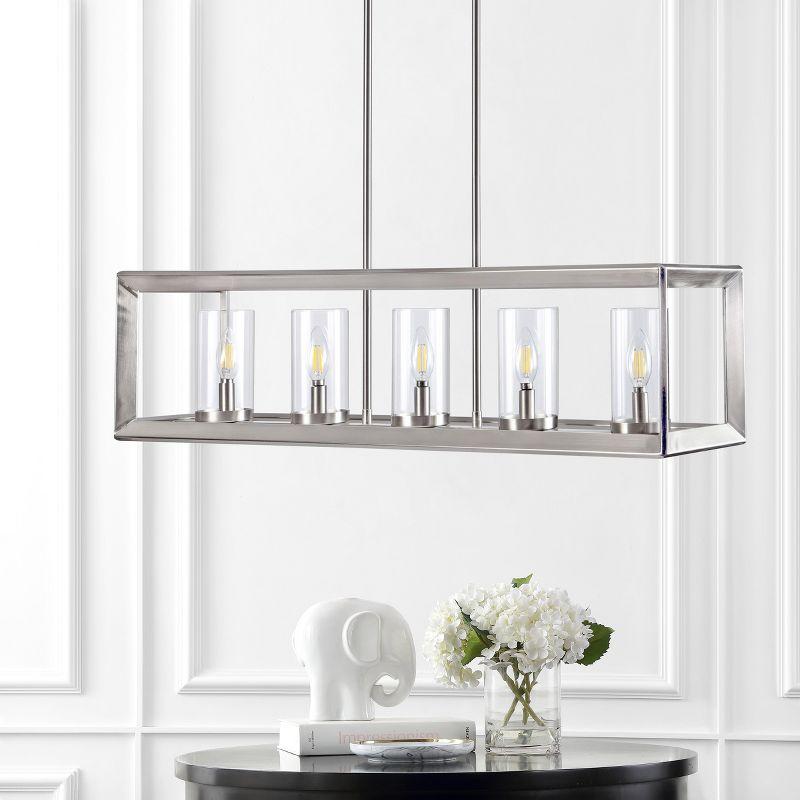 JONATHAN Y Anna Linear 5-light Metal/Glass LED Pendant