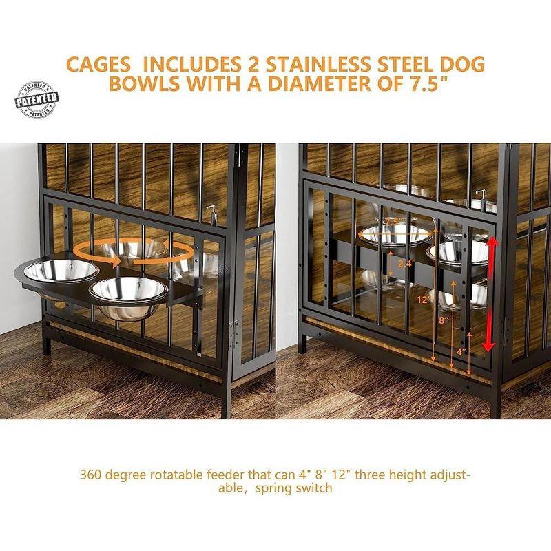 LOVMOR Dog Crate Furniture-Style Cages for Small Dogs Indoor Heavy Duty Super Sturdy Dog Kennels with 2 Stainless Steel Bowls