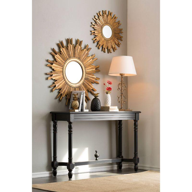 35.5" Round Wood Sunburst Wall Mirror Gold Finish - Storied Home: Eclectic Foyer Accent, MDF Composite