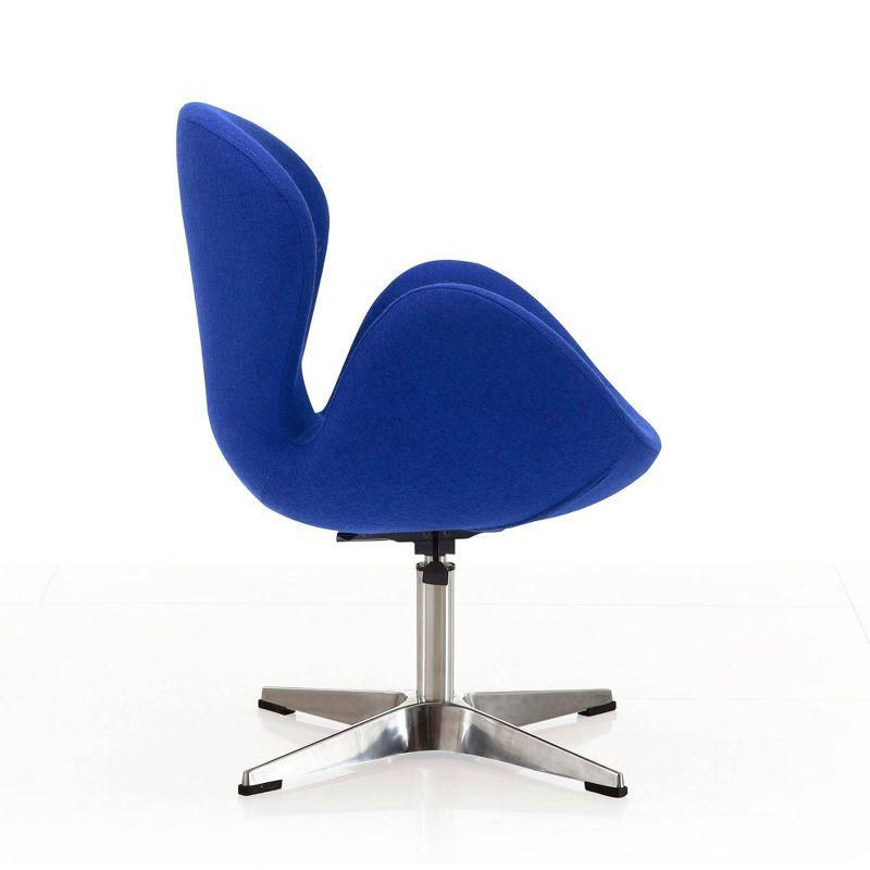 Retro Chic Blue Wool and Polished Chrome Swivel Chair Set