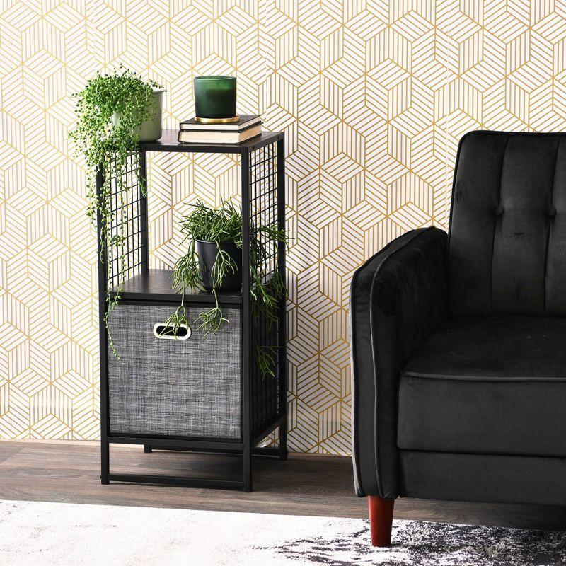 Household Essentials 28.15" Trellis 2 Shelf Bookshelf Black Oak: Iron Frame, Adult Assembly Required