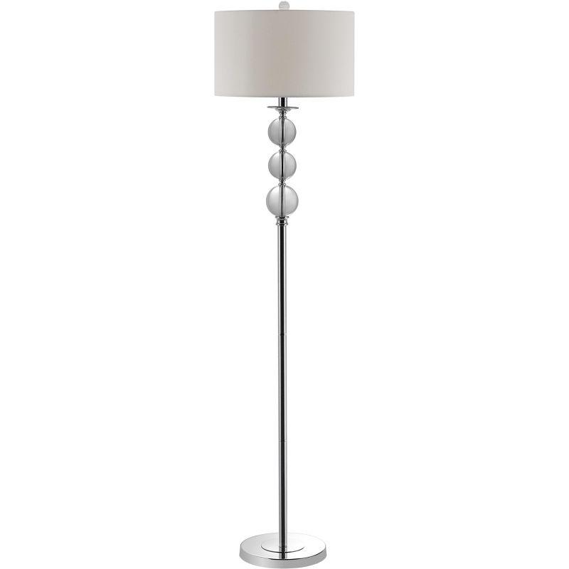 Silver Arc Crystal Globe 61" Floor Lamp with White Cotton Shade