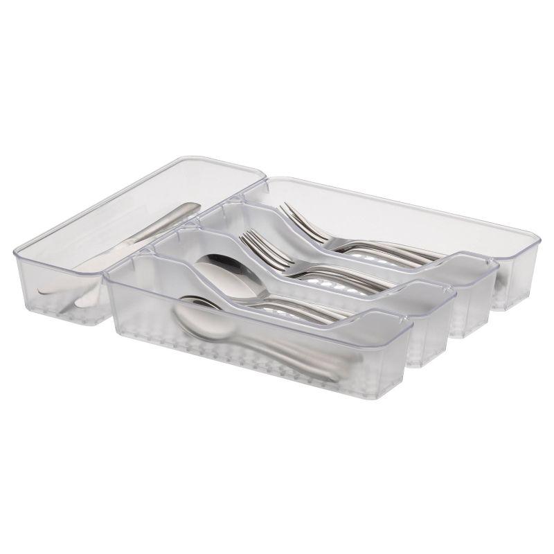 10"x13" Hexa 5-Divider Silverware Tray Clear - Spectrum Diversified: In-Drawer Utensil Organizer, Plastic Flatware Storage