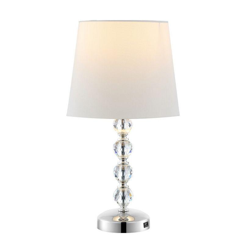 Nola 16" Clear Crystal Ball Table Lamp Set with White Shades