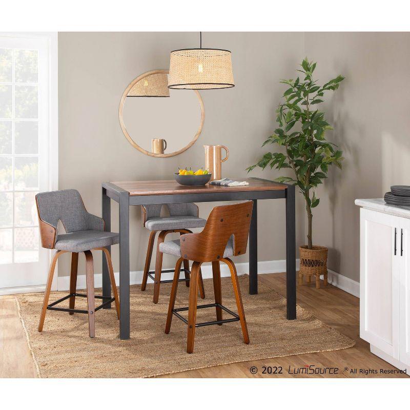 Set of 2 Stella Counter Height Barstools with Swivel & Footrest - LumiSource: Walnut/Light Gray/Black