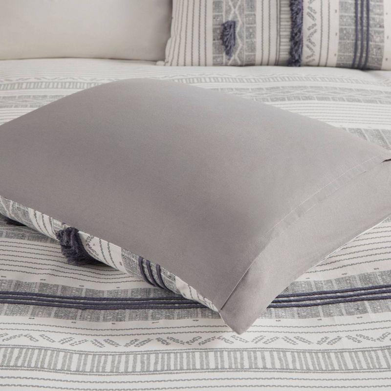 Cody Full/Queen Gray and Navy Cotton Duvet Cover Set