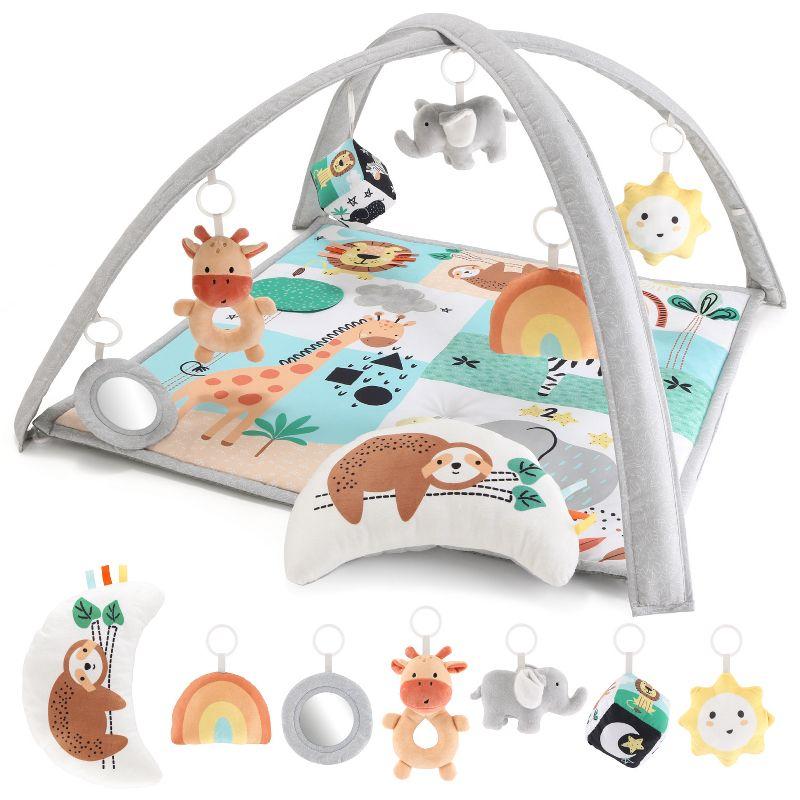 Safari 123 Gray and Multicolor Baby Activity Gym with Hanging Toys