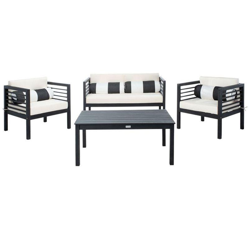 Barcelona Coastal Chic 4-Person Outdoor Seating Set in Beige & Black