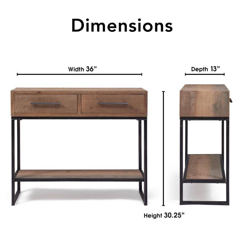 Morris Finch Wood and Metal Console Table with 2-Drawers