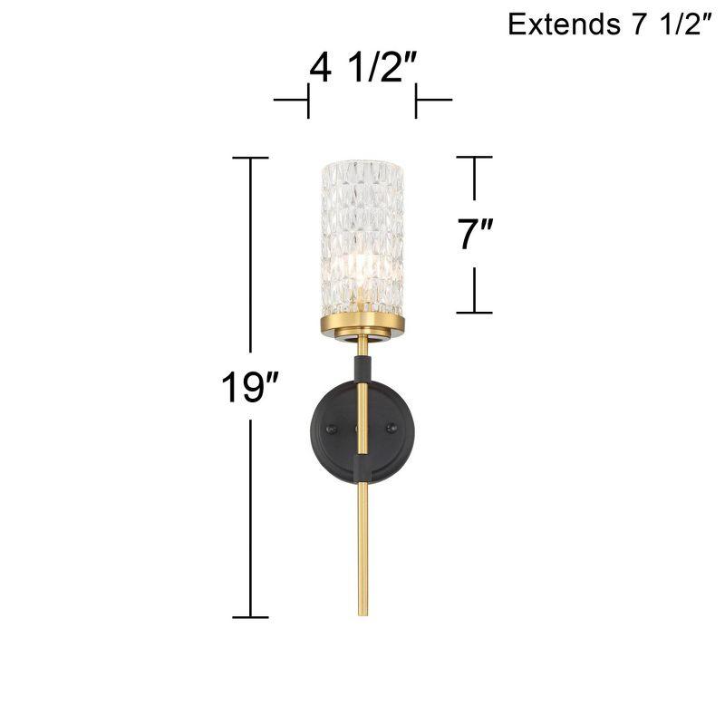 Black and Brass Cylinder Glass Vanity Wall Sconce