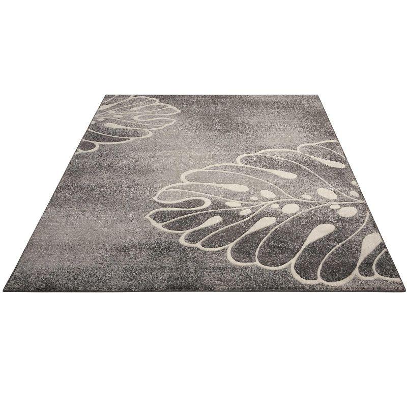 Gray Floral Synthetic 9' x 12' Handmade Area Rug