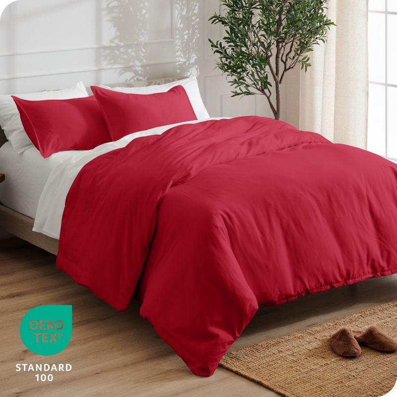 King/Cal King Red Double Brushed Duvet Cover Set by Bare Home