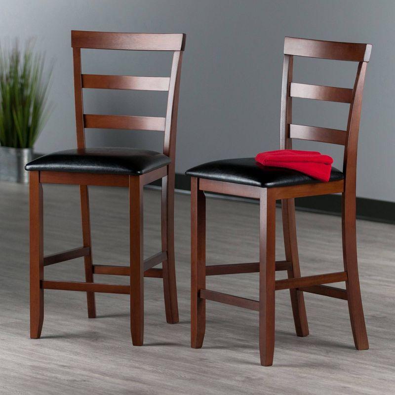 2pc Simone Counter Height Barstool Set Black/Walnut - Winsome