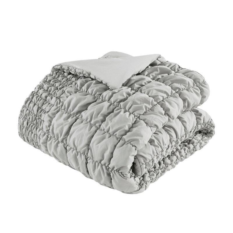 King Gray Ruched Microfiber Comforter Set