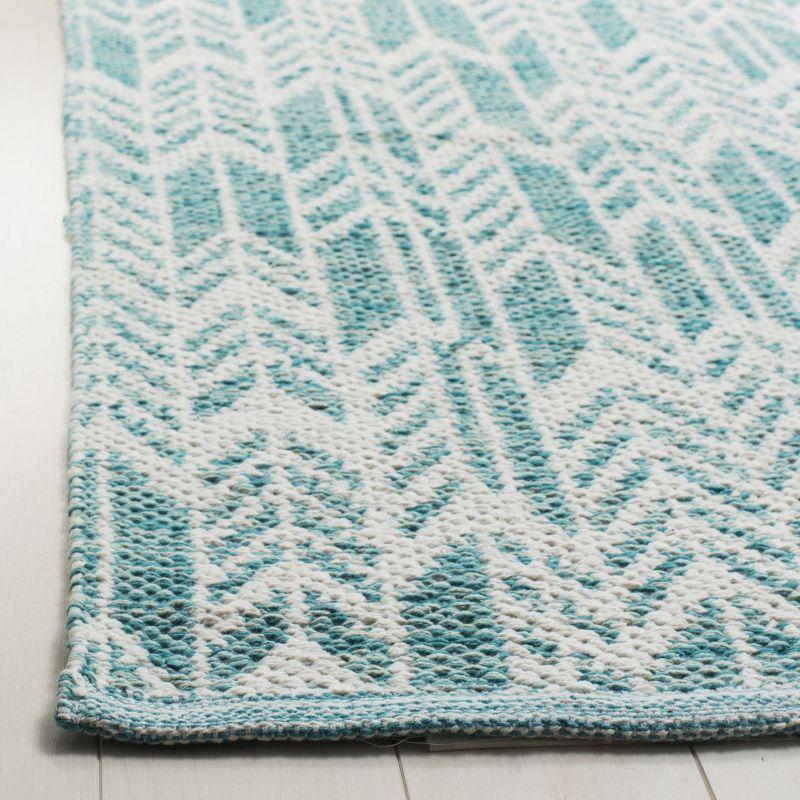 Coastal Breeze Aqua and Ivory Cotton Blend 5' x 8' Area Rug