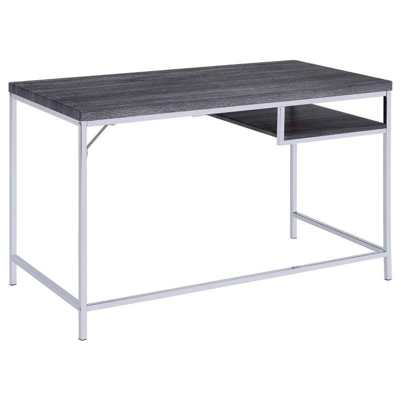 Kravitz Writing Desk with Storage Shelf Weathered Gray - Coaster: Steel Frame, Open Compartment, Home Office