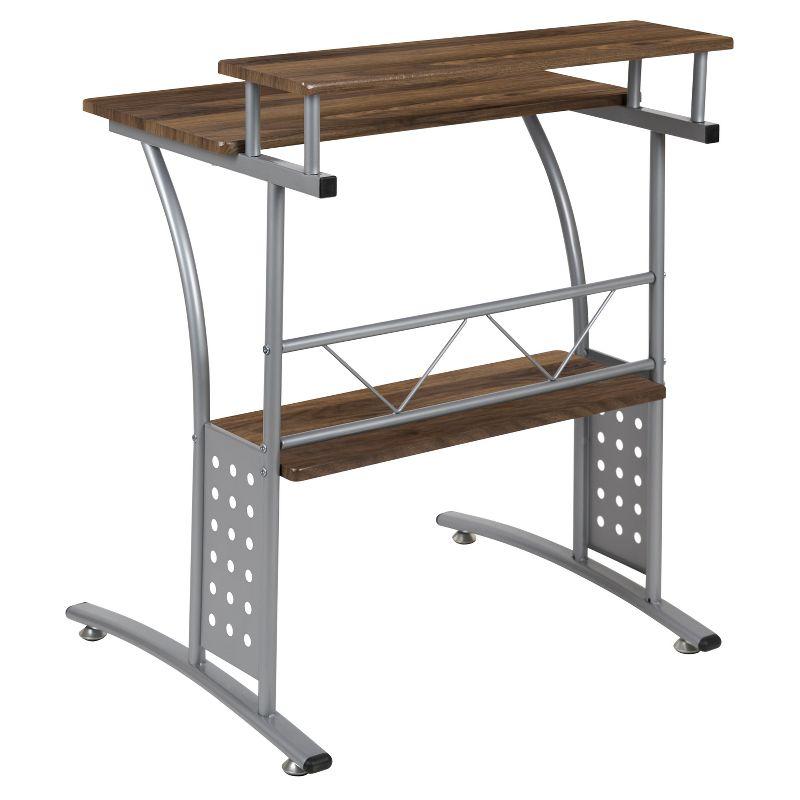 Flash Furniture Clifton Rustic Walnut Computer Desk with Top and Lower Storage Shelves