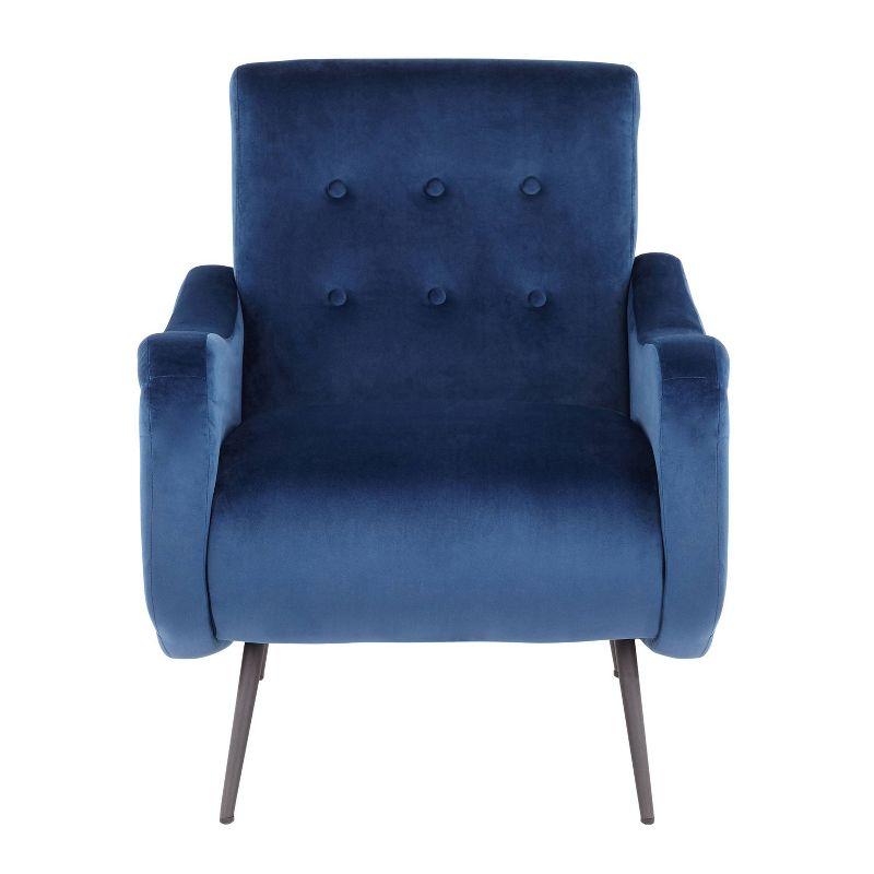 Rafael Contemporary Lounge Chair Black/Blue Velvet - LumiSource: High Tufted Backrest, Metal Legs, Comfortable Seating