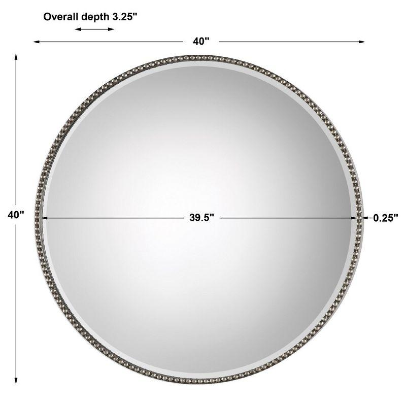 Stefania 40" Round Silver Wood Wall Mirror