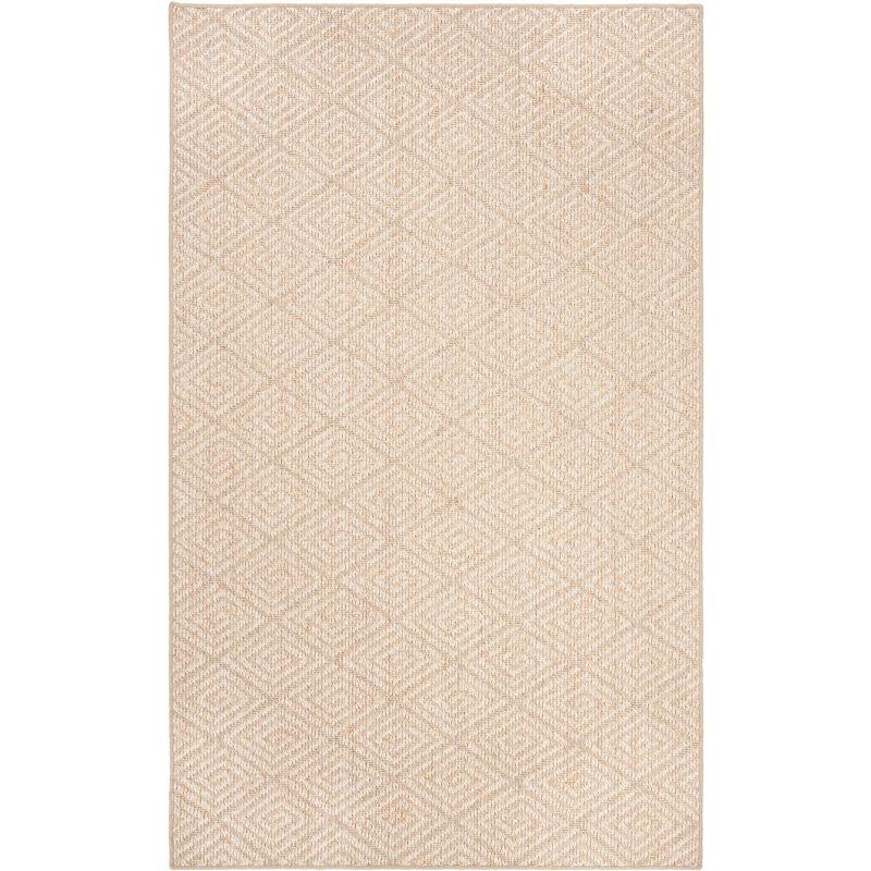 Beige Geometric Hand-knotted Sisal 4' x 6' Rug