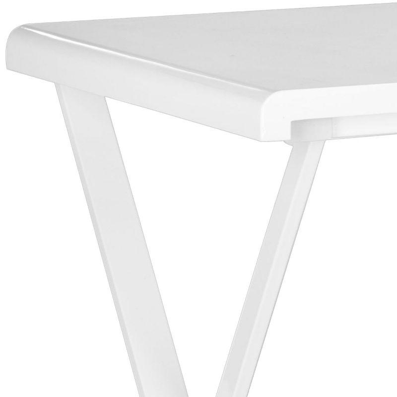 Transitional White Lacquered Home Office Desk with Crossed Legs