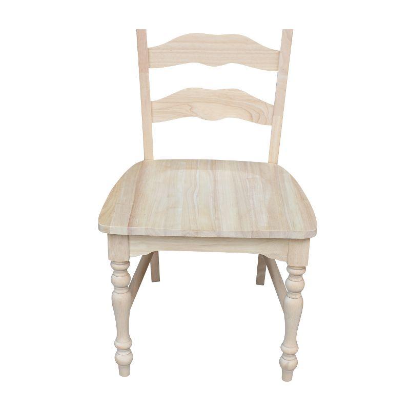 International Concepts Set of 2 Maine Ladderback Chair Unfinished : Hardwood Frame, Armless Design, 225 lb Capacity