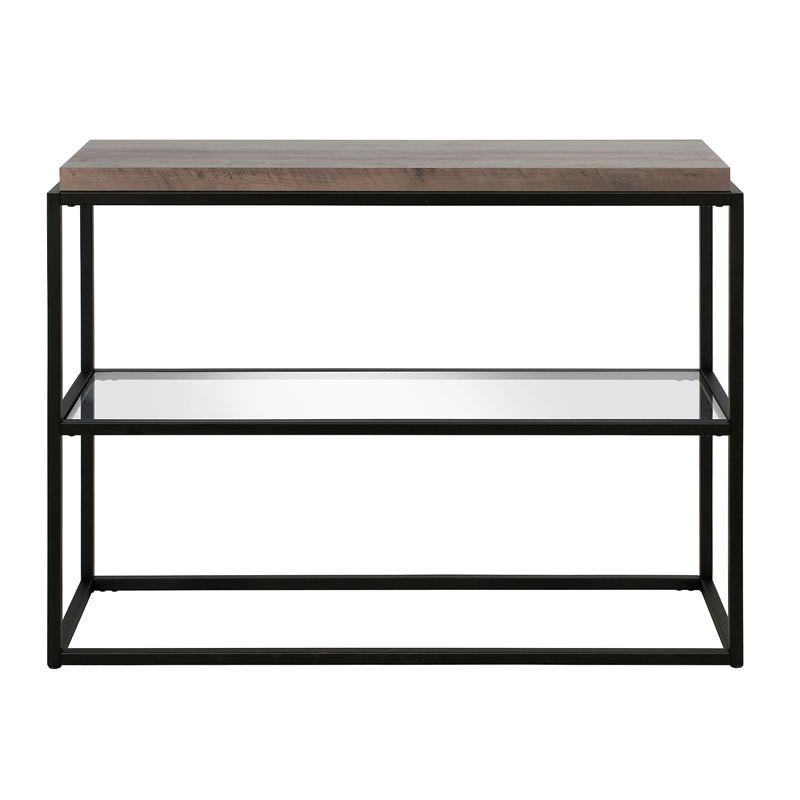 42" Black and Bronze Metal Console Table with Gray Oak Wood Shelf - Henn&Hart