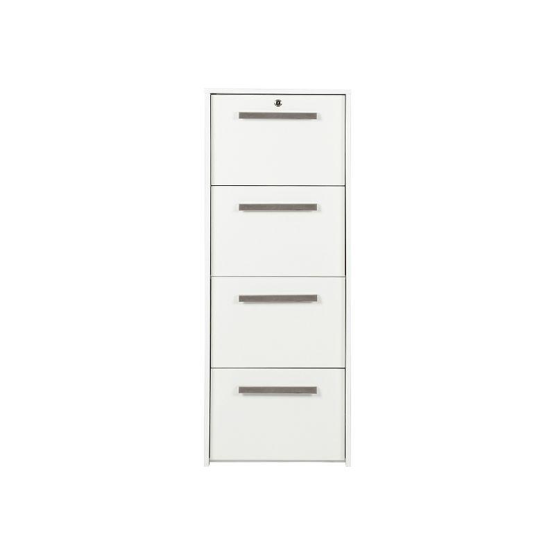 White Woodgrain 4-Drawer Lockable Lateral File Cabinet