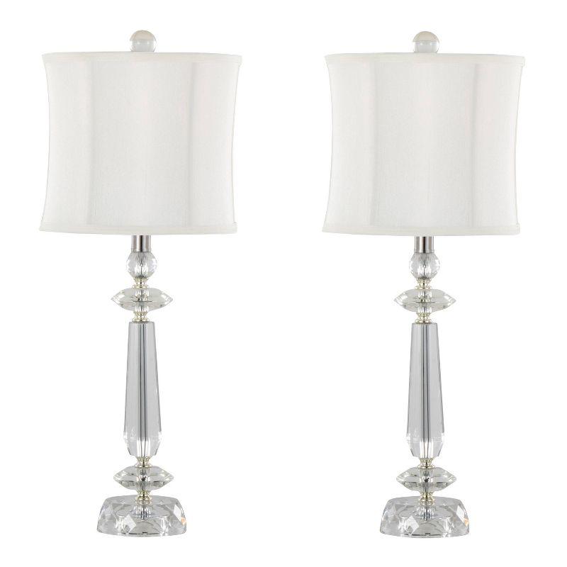 Set of 2 White Crystal Table Lamps with Chrome Details