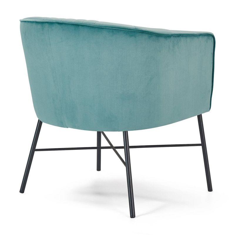 Leone Tufted Accent Chair Teal - Adore Decor: Modern Velvet, Sleek Metal Legs, Bedroom & Living Room Seating