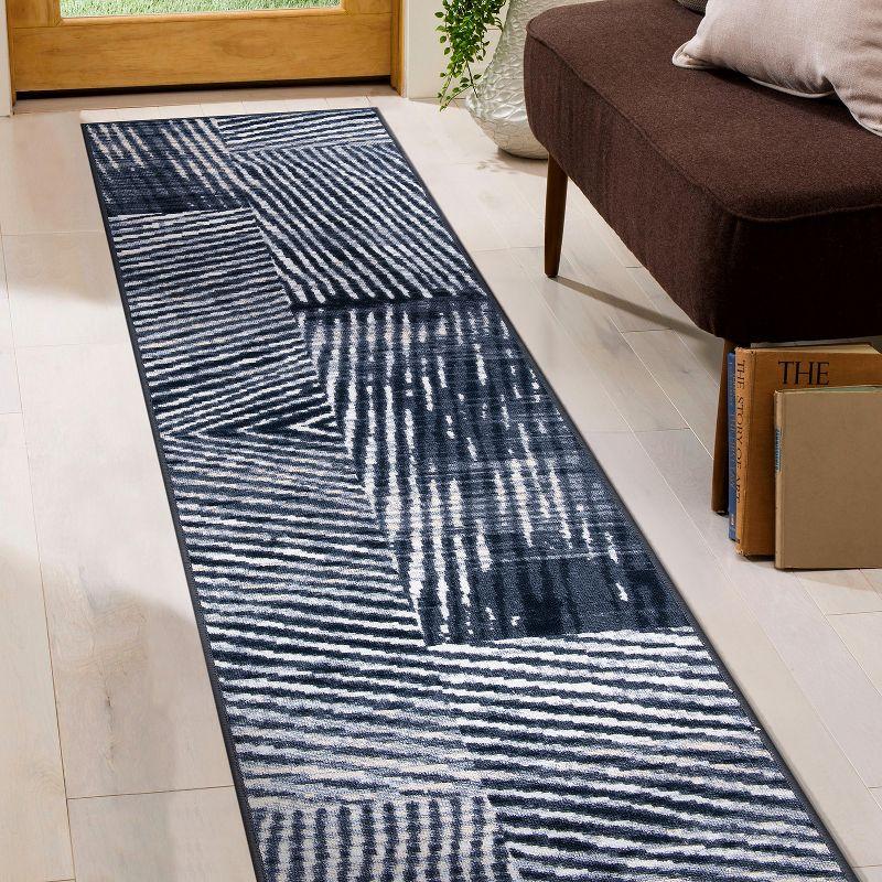 World Rug Gallery Geometric Stripe Distressed Non Slip Area Rug