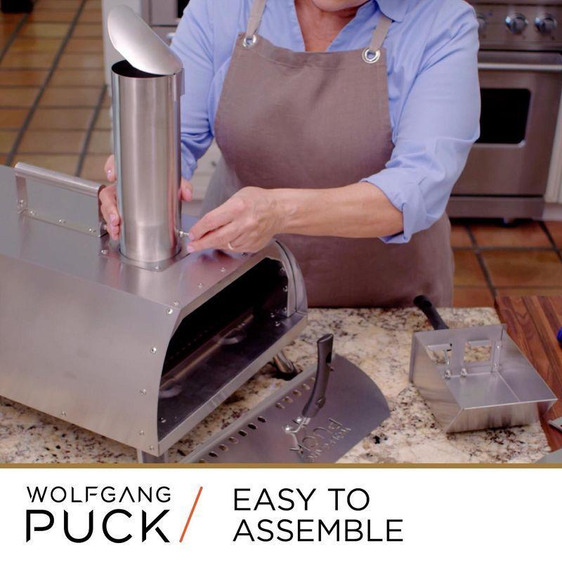 Wolfgang Puck Outdoor Pizza Oven, Durable Stainless Steel, Portable Pizza Oven, Compact Storage, Pellet Pizza Oven Silver