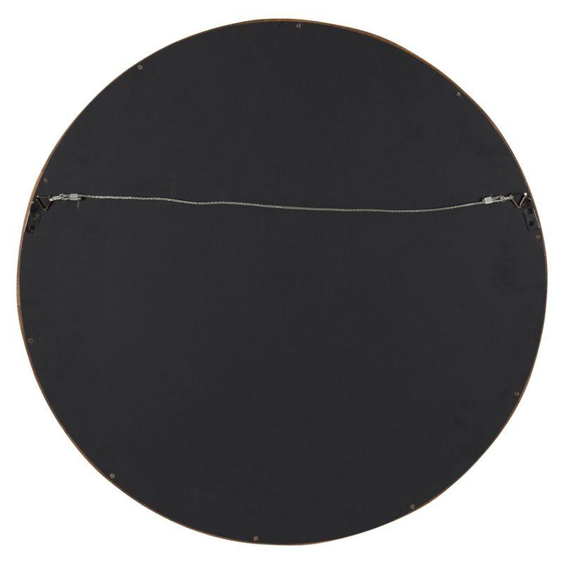 22" x 22" Hutton Round Wood Wall Mirror Rustic Brown - Kate and Laurel: Modern, No Assembly Required, Wall Mount