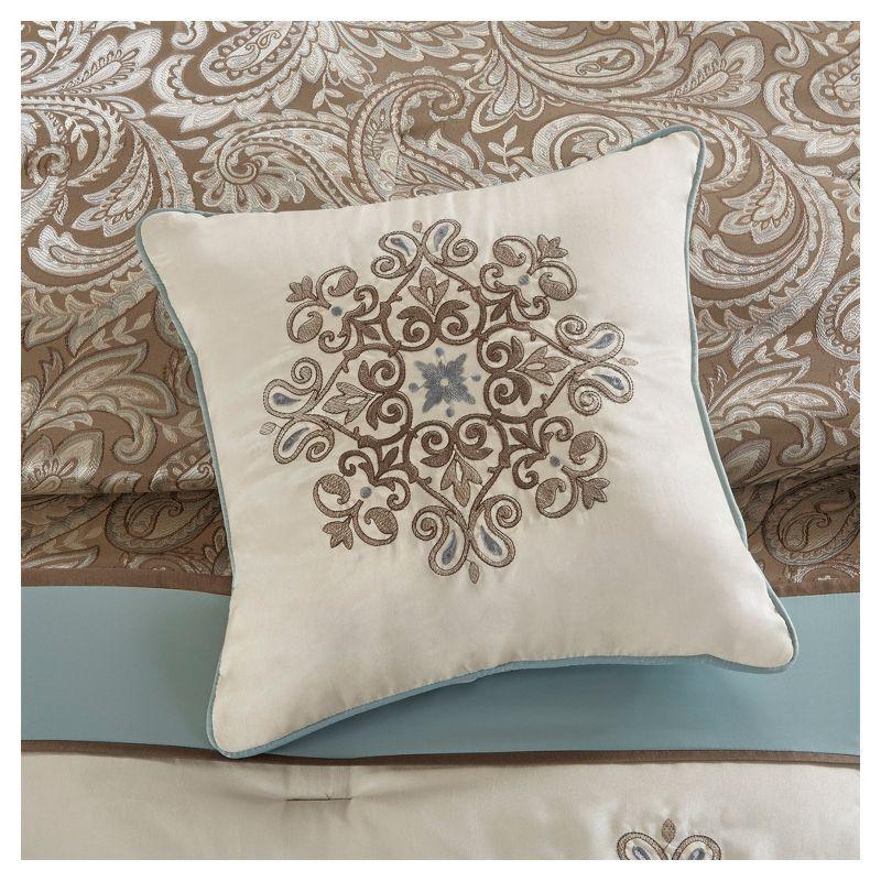 Caroline Queen Brown and Blue Jacquard Comforter Set