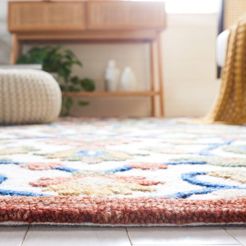 Ivory and Green Floral Hand-Tufted Wool Area Rug