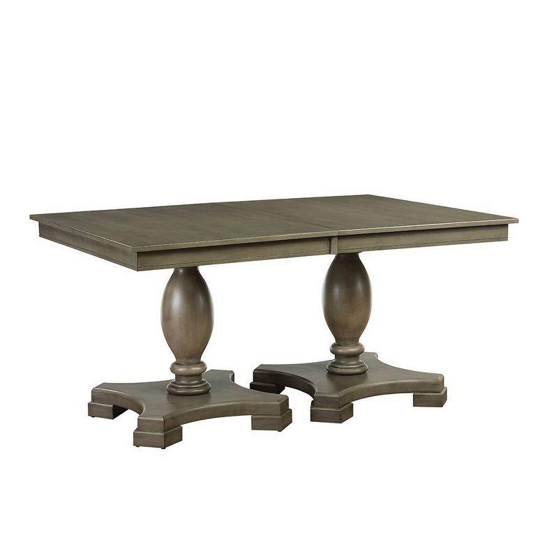 60"~96" Waylon Dining Table Gray Oak - Acme Furniture: Kitchen Table for 6, Double Pedestal